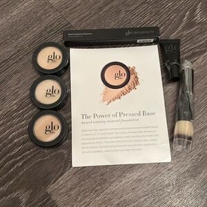 6pc Glo Skin Beauty Prime Match Set Mascara Primer Pressed Base Powder Brush Set
